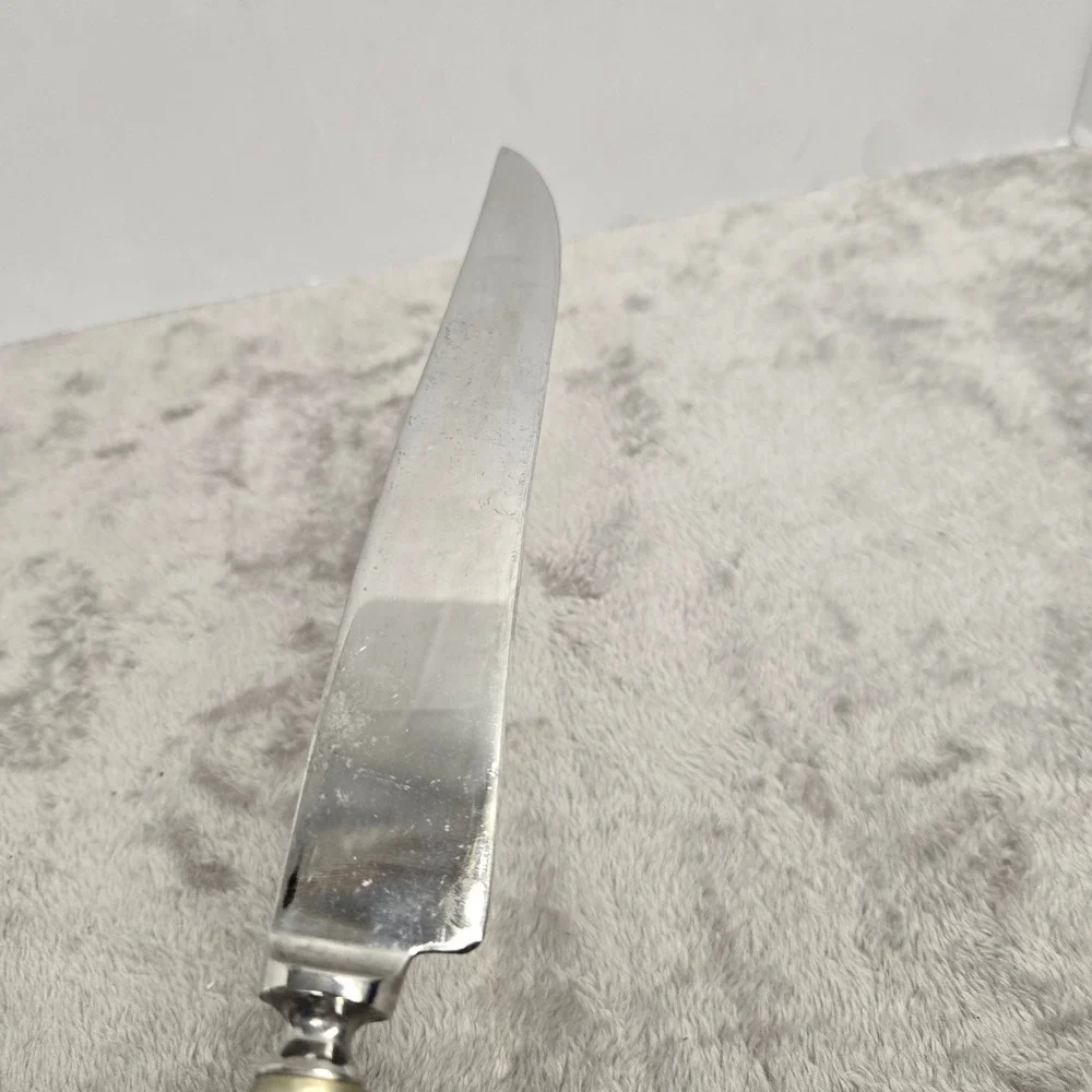 Vintage Royal Brand Sharp Cutter Stainless Steel Carving Knife Black Stag Handle